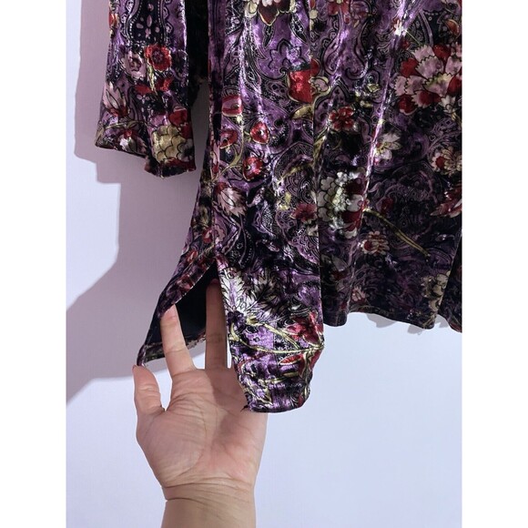 Velvet Burnout Blouse Top 1X Purple Floral Whimsigoth Fairygrunge Boho Feminine - Picture 4 of 10